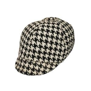 Houndstooth cabby cap polyester rayon wool one size